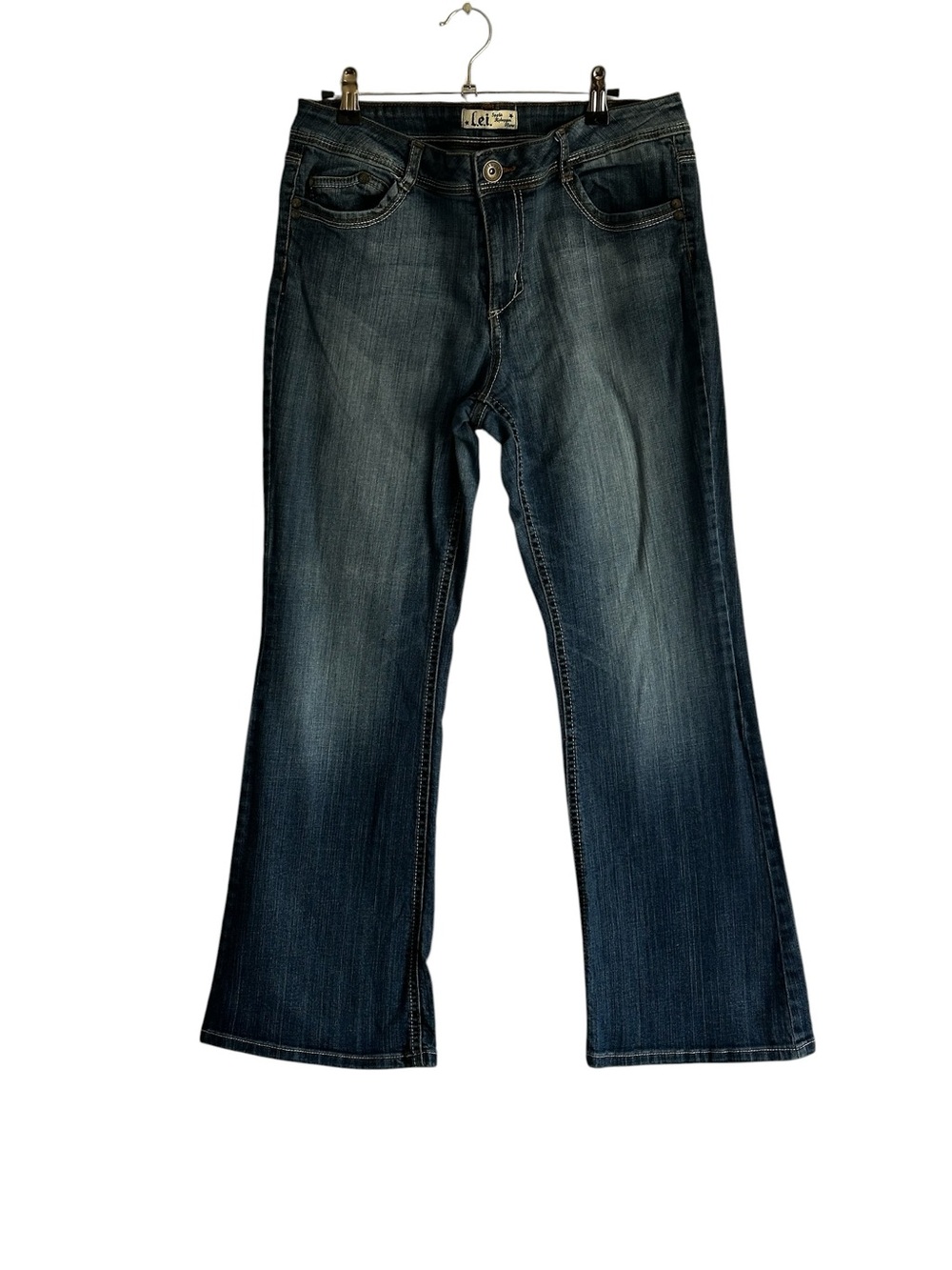 LEI Sophia Flare Jeans Juniors Size 13 Short Y2K Dark Wash Stretch Denim Bootcut